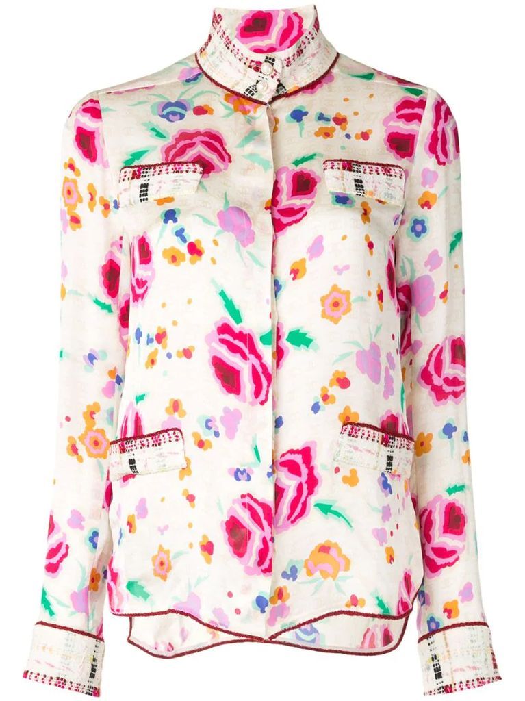 watercolour floral print shirt