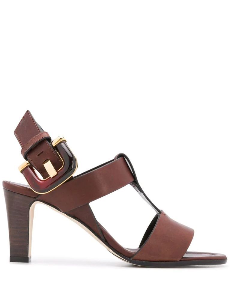 t-strap buckled sandals