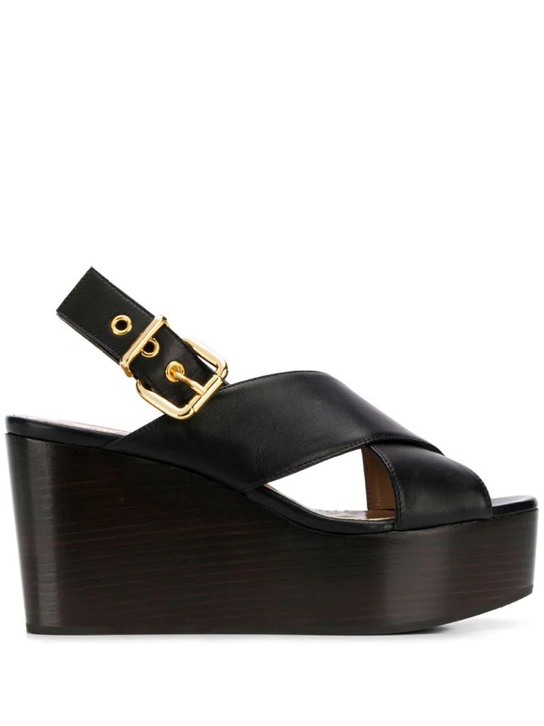 crossover straps wedge sandals