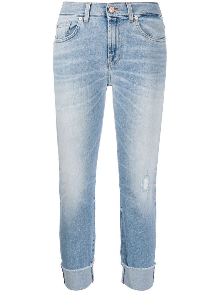 mid rise cropped skinny jeans