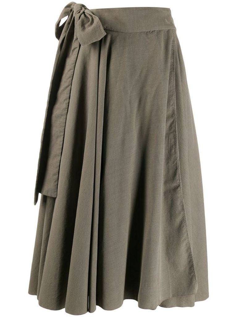 knotted draped midi skirt