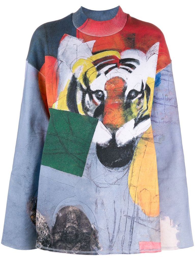 graphic tiger print jumper