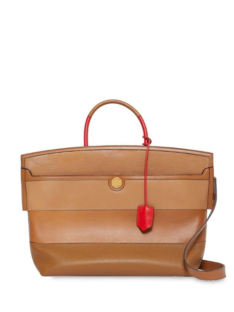panelled leather Society top handle bag