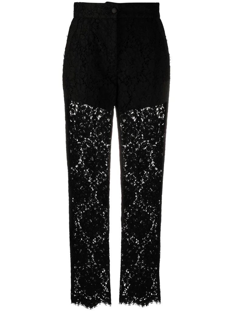 embroidered straight-leg trousers