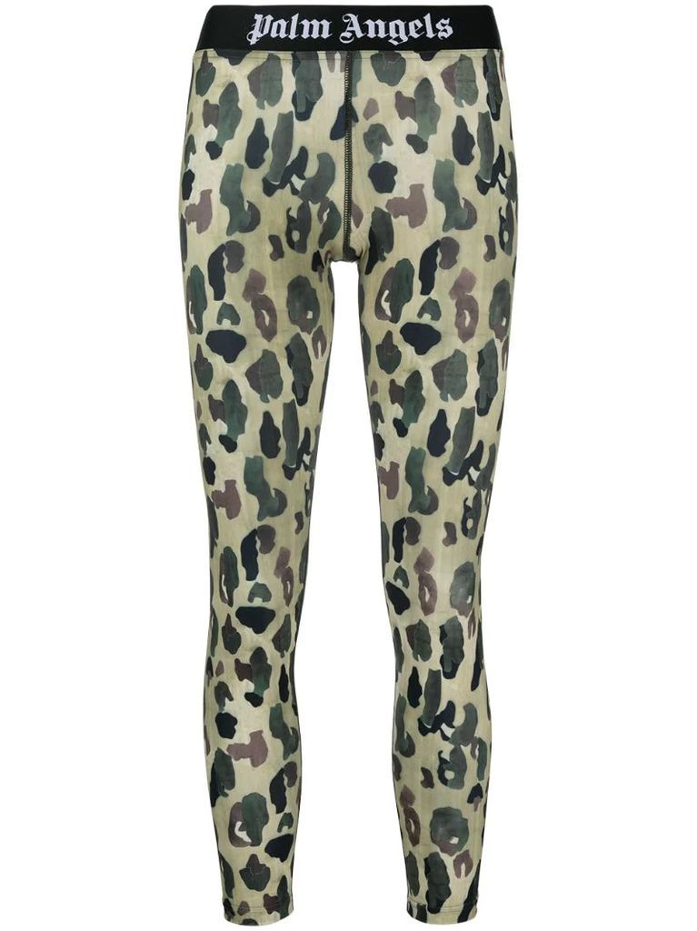 logo-waistband leopard leggings