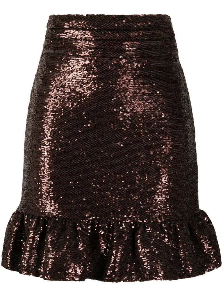 sequinned fishtail mini skirt