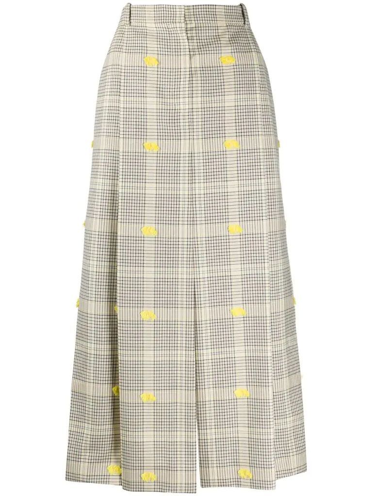 frayed-detail check skirt