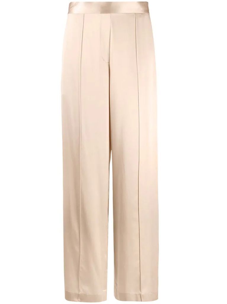 loose-fit silk trousers