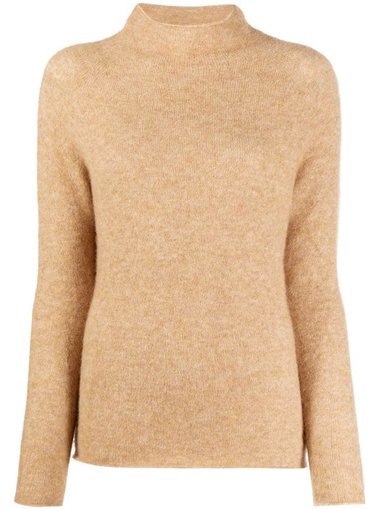 funnel-neck fitted jumper