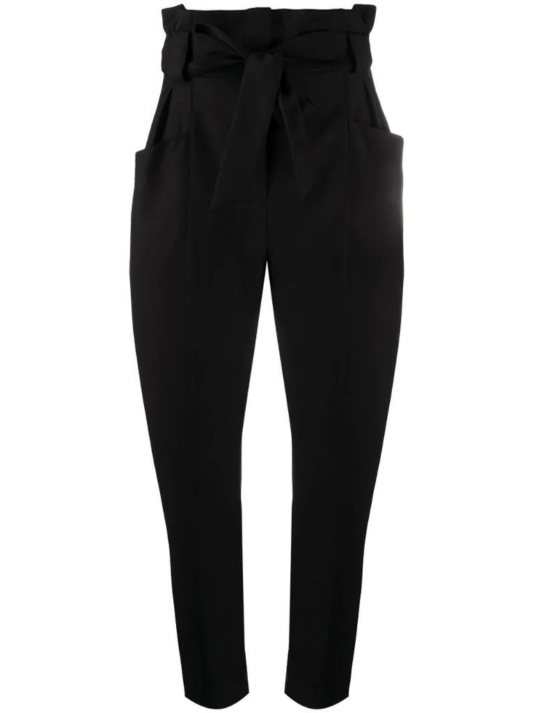 paperbag-waist cropped trousers