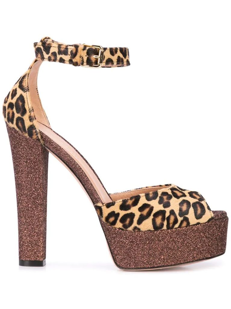 leopard print platform sandals