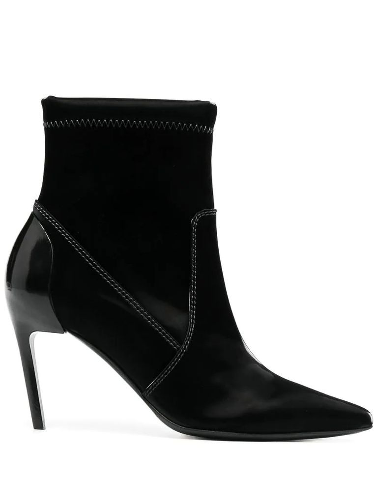 contrast-stitch ankle boots