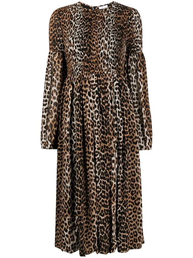 leopard-print ruched dress