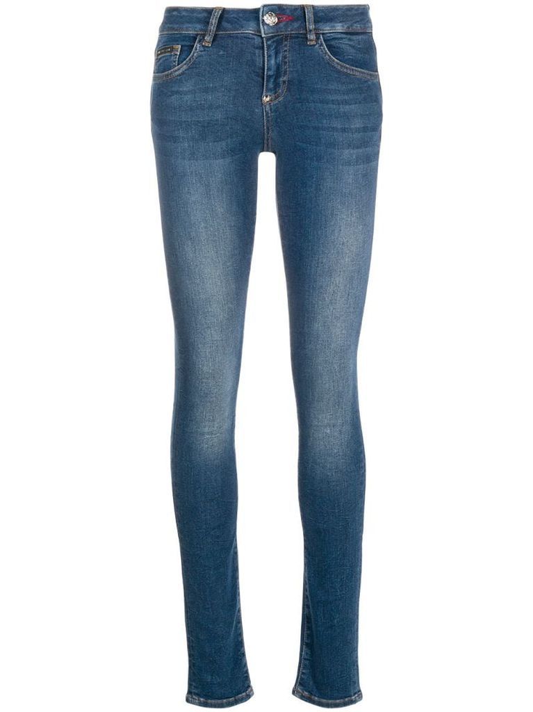 crystal fringe-embellished skinny jeans