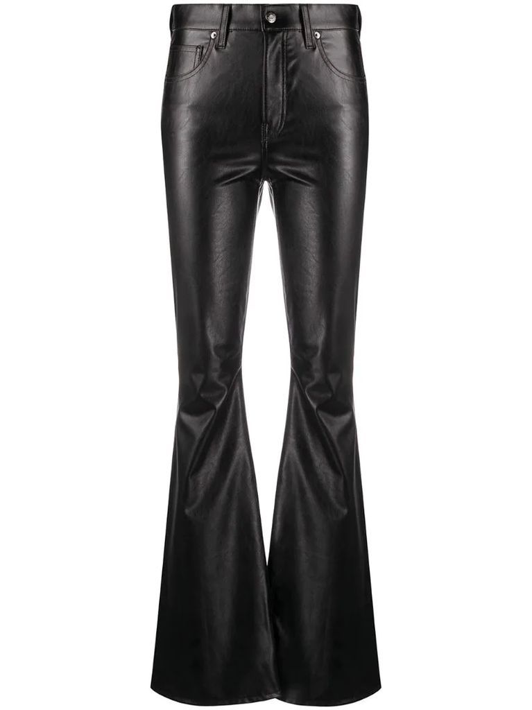 faux leather flared trousers