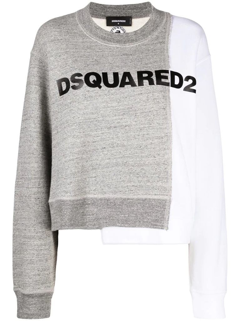 contrasting-panel logo-print sweatshirt