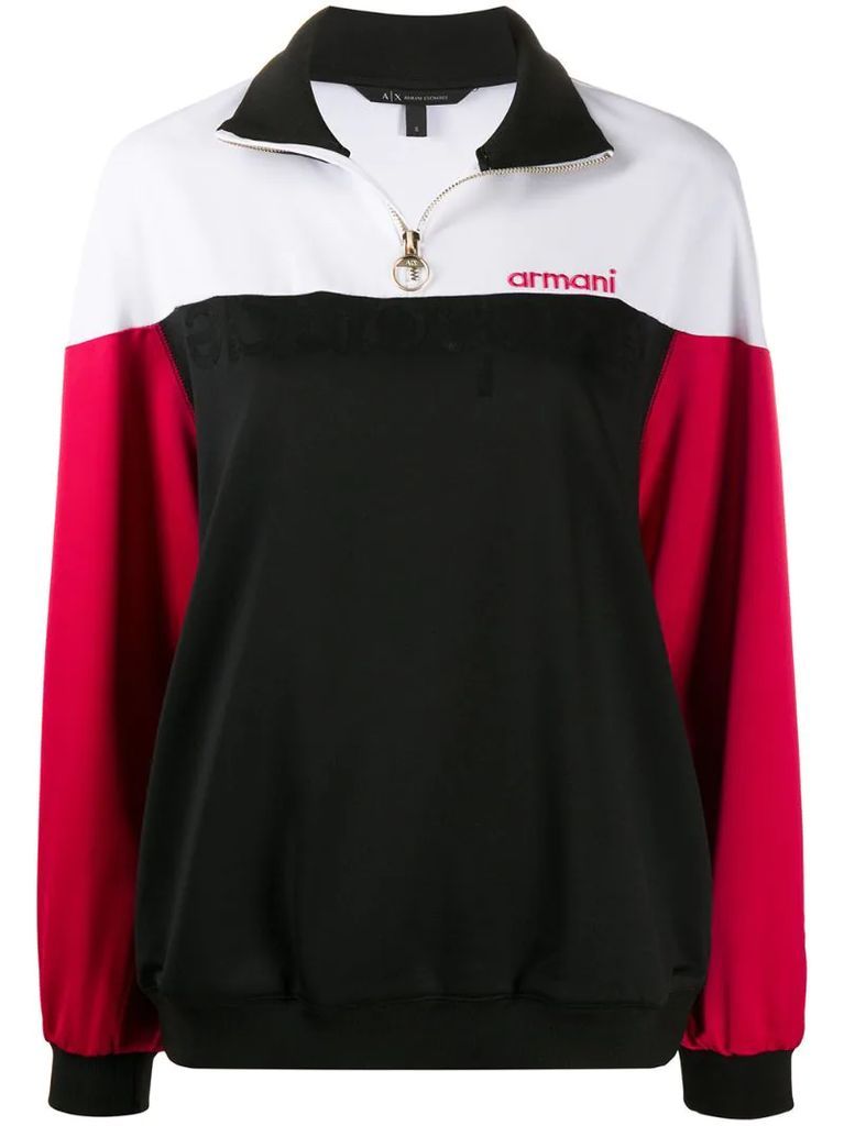 color-block embroidered track top