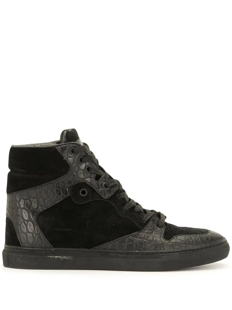 crocodile effect panelling high-top sneakers
