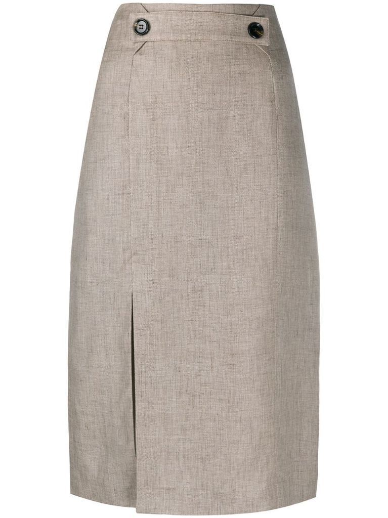 high-waisted linen pencil skirt