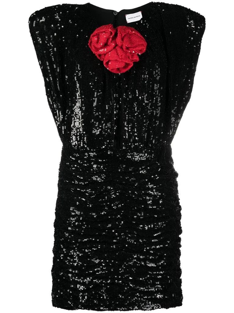 floral-detail sequinned mini dress