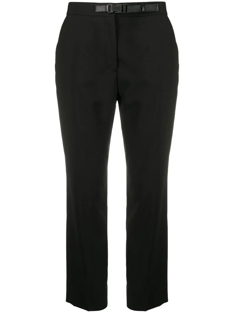 belted cropped tapered trousers