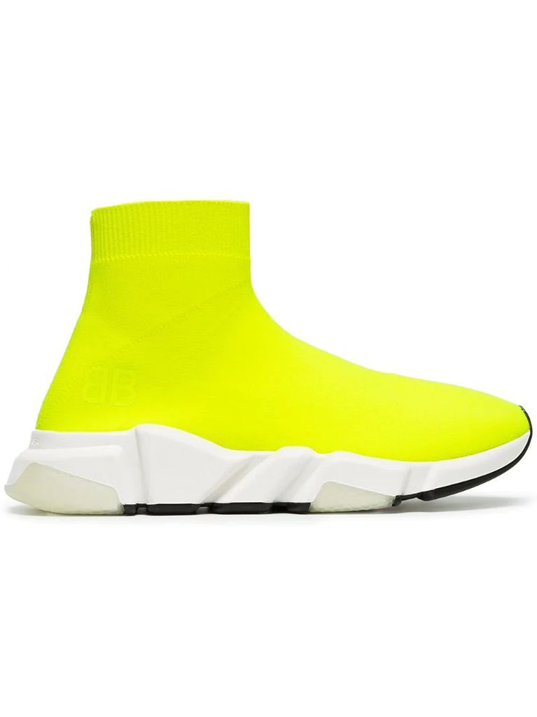 yellow Speed neon knitted sneakers