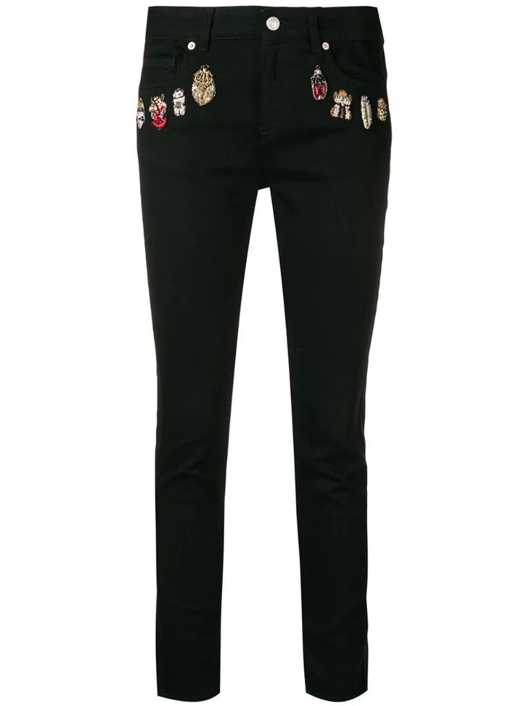embroidered details skinny jeans