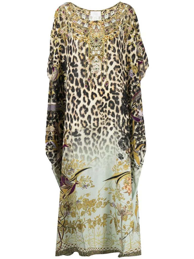 embellished leopard print kaftan