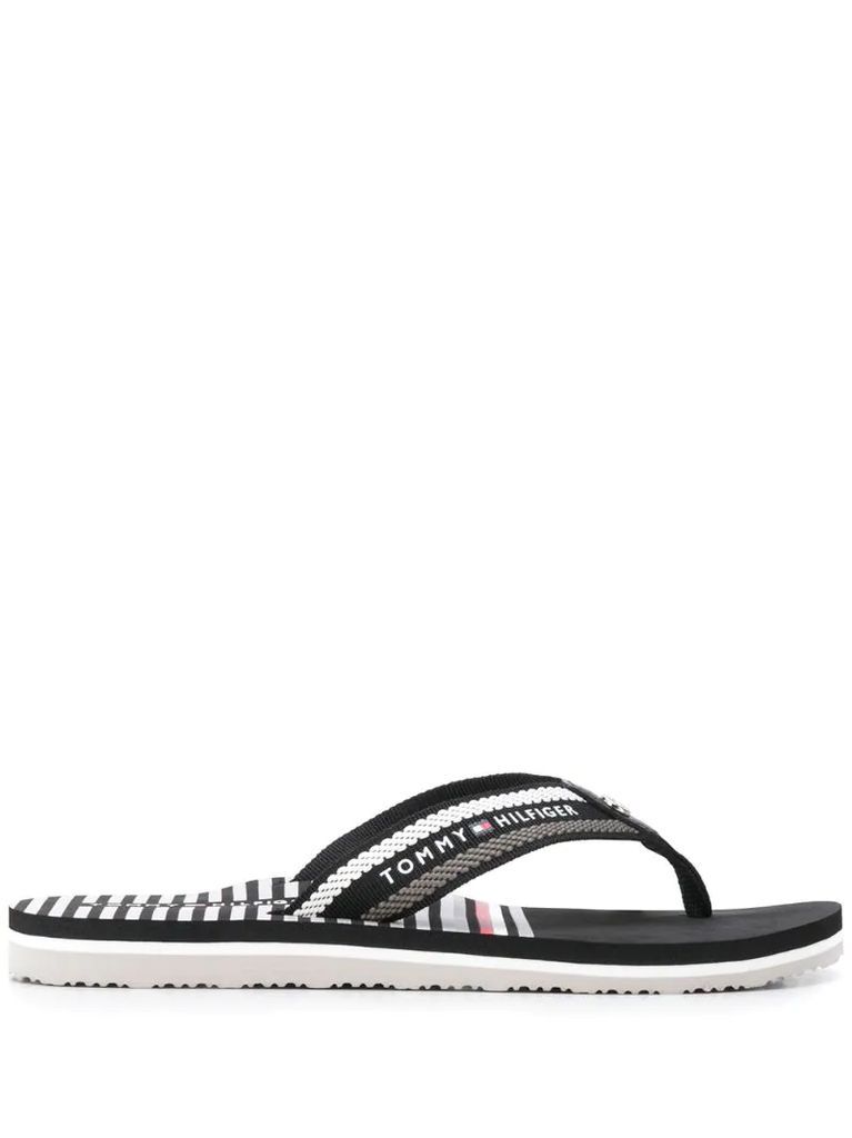 striped slip-on flip flops