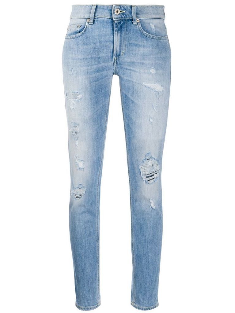high rise skinny fit stonewashed jeans