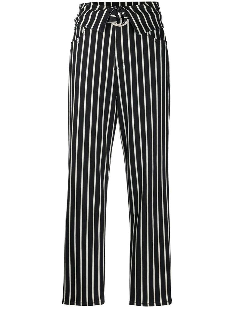 striped straight leg trousers