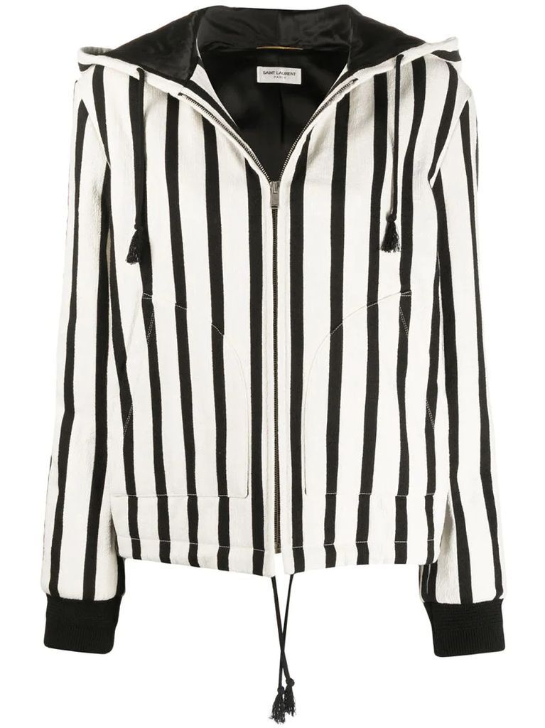 striped hooded jacket