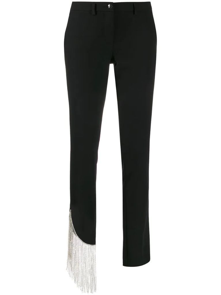 crystal fringed detail trousers