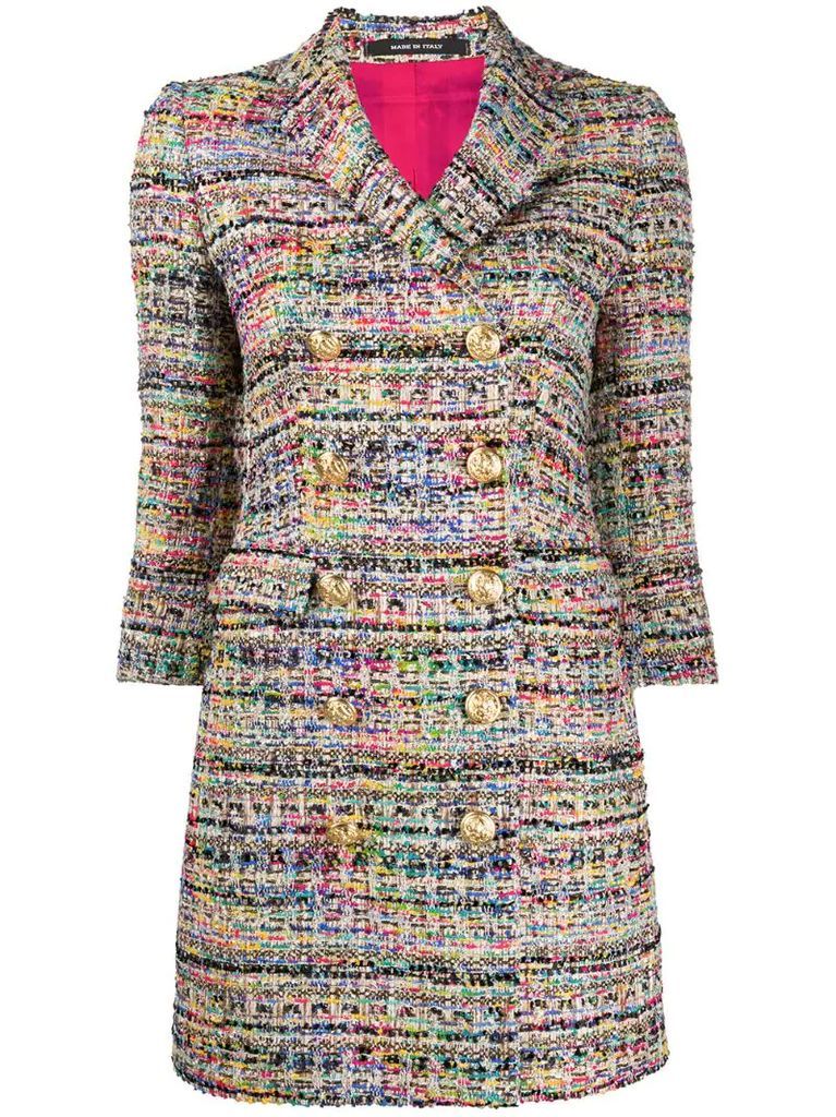 double breasted tweed coat