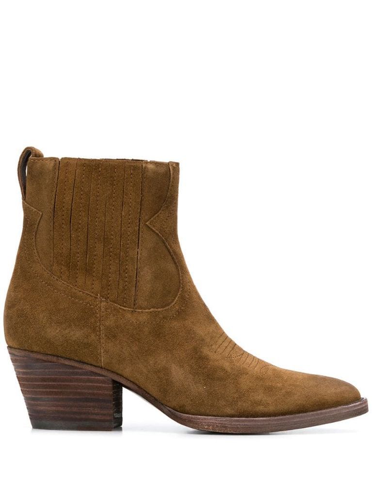 suede cowboy ankle boots