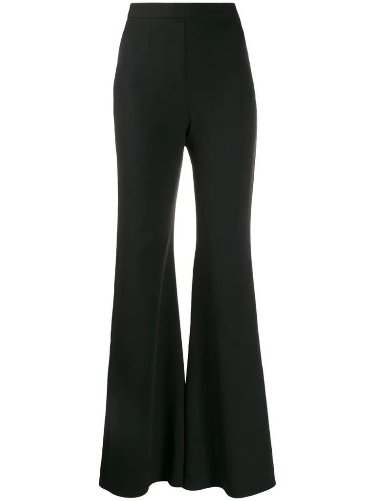 stretch fit flared trousers