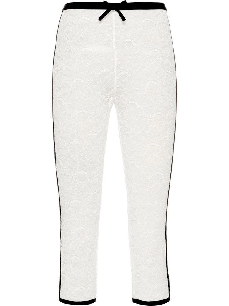 lace-embroidered cropped leggings