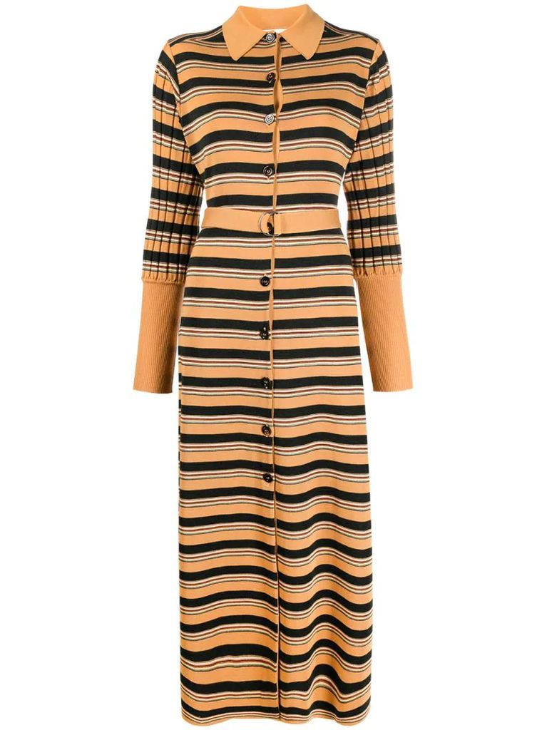 knitted striped shirt dress