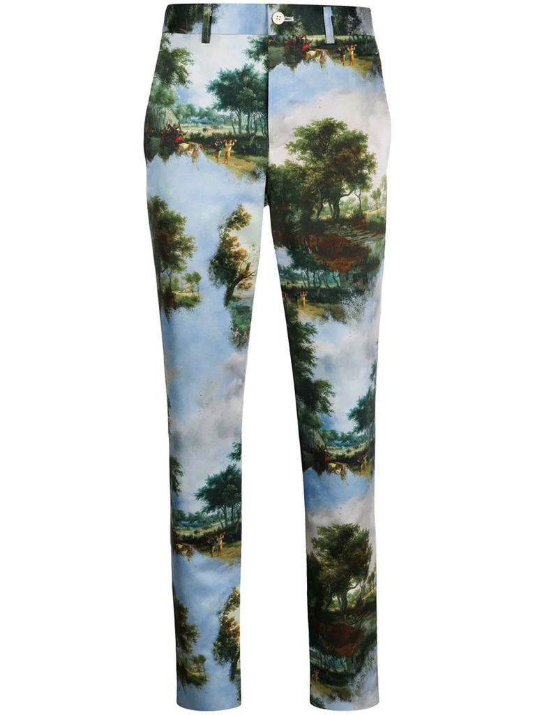 floral slim-fit trousers