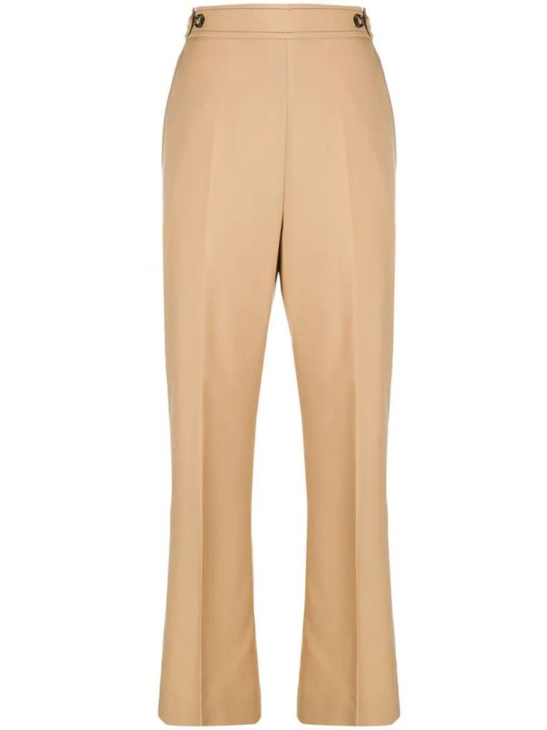 button tabs straight trousers