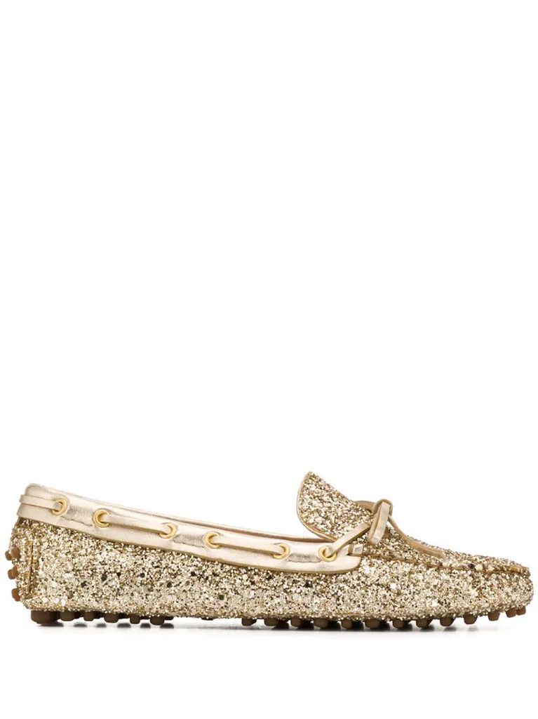 glitter design loafers
