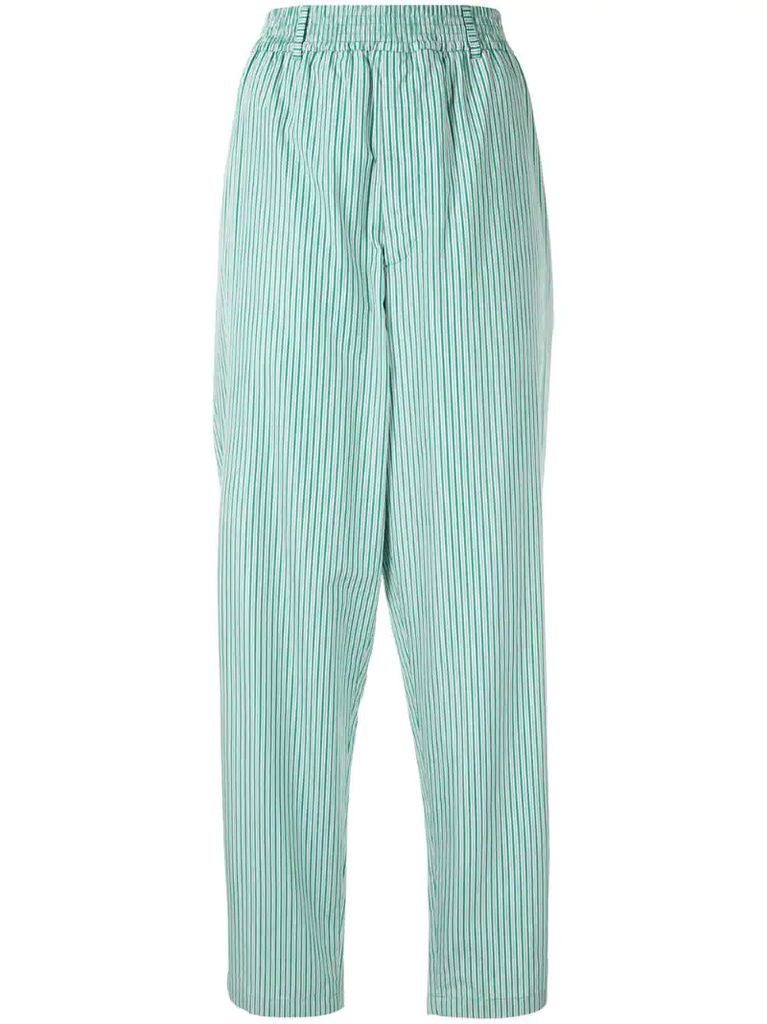 pre-owned striped straight-leg trousers