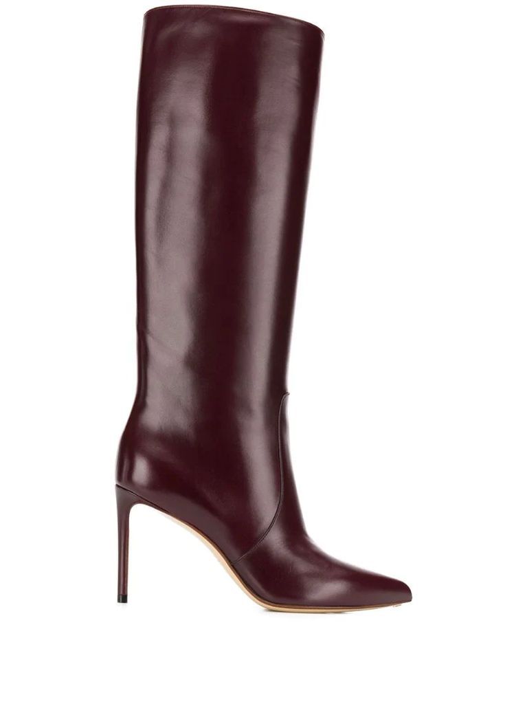pointed knee length boots