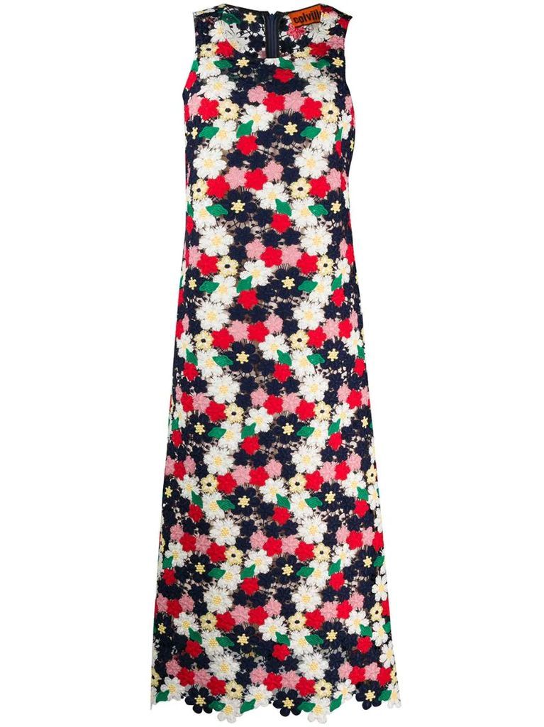 floral crochet maxi dress