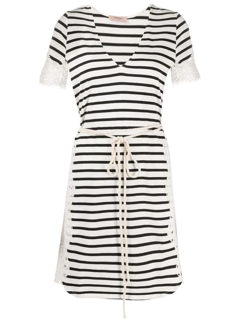 striped short-sleeve dress