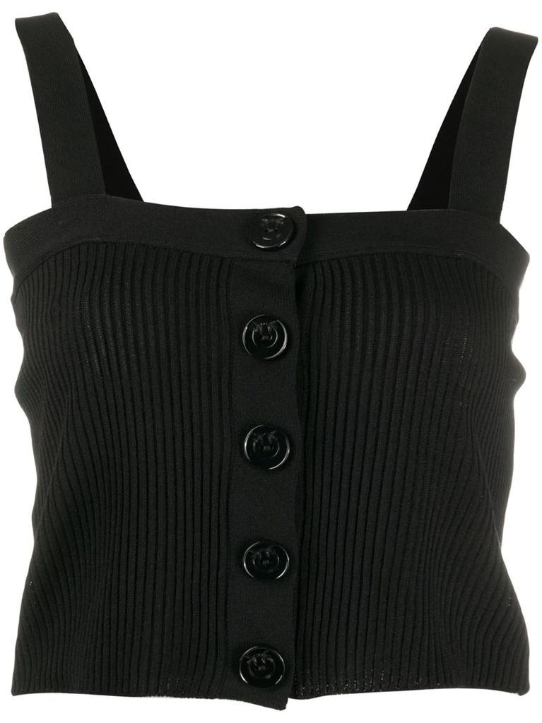 buttoned sleeveless knitted top