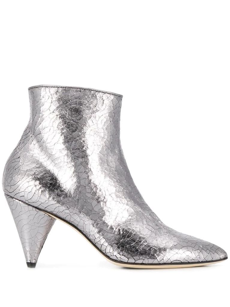 metallic cone-heel boots