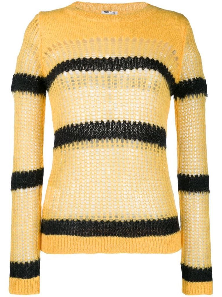 striped open-knit jumper
