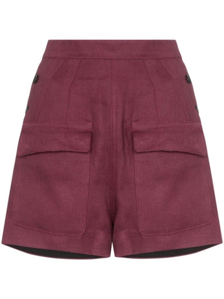 Lorena flap-pocket linen shorts