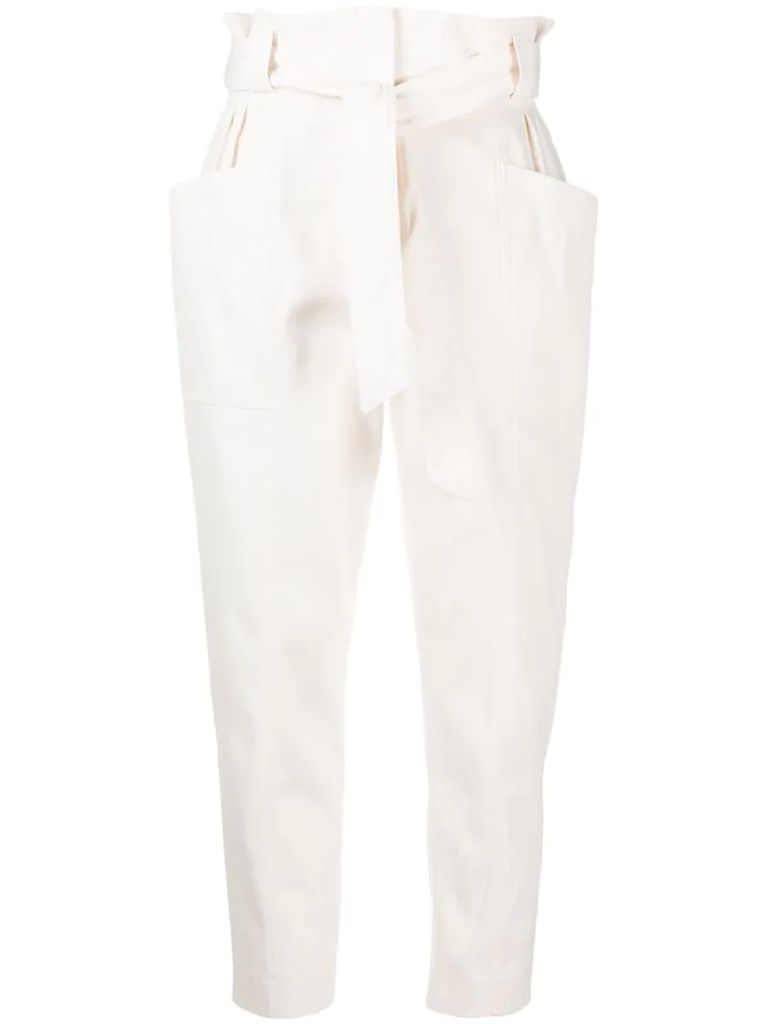 tie-waist cotton trousers